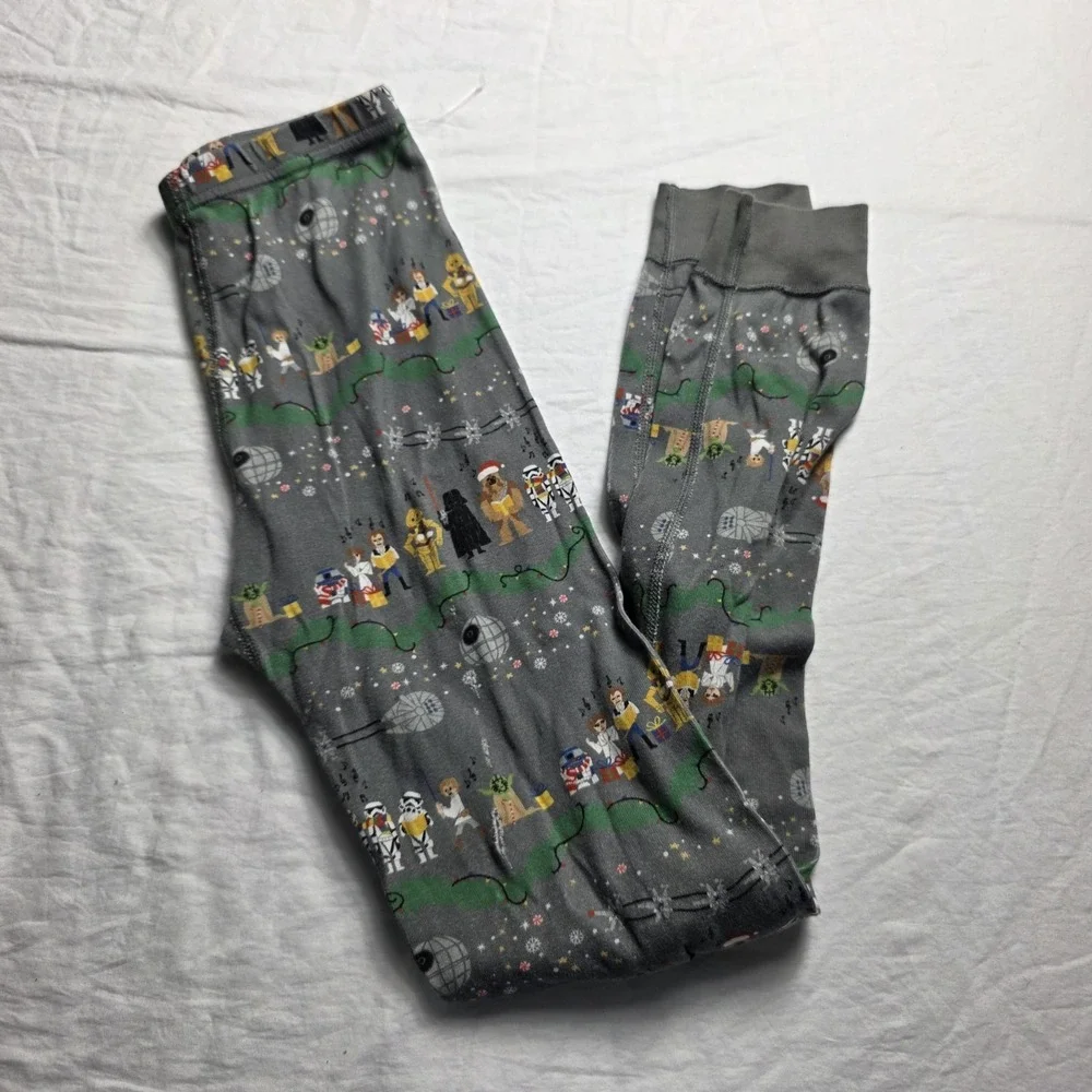 hanna andersson boy's pajama pants star wars christmas gray size 12